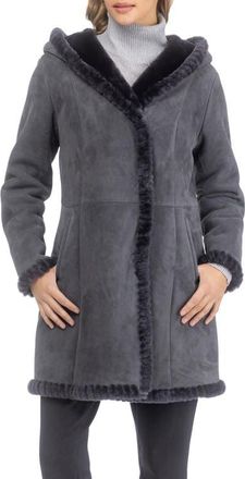 Gorski Genuine Shearling Parka with Whipstitch Trim in Anthracite at Nordstrom, Size Medium