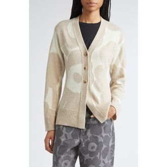 Marimekko Kumma Unikko Floral Wool Cardigan in Beige, Off White at Nordstrom Rack, Size Medium