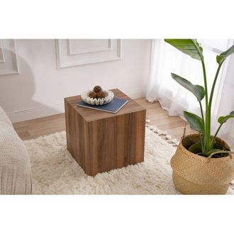 Dmora Mesa De Caf&eacute; Moglia, Mesa De Centro Baja, Revistero Para Sof&aacute;, Estante De La Sala De Estar, 45x45 H50 Cm, Nuez - Dmora