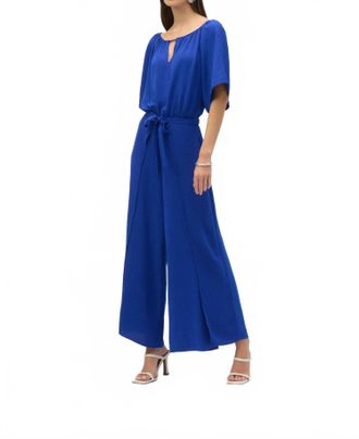 Joseph Ribkoff Off-Shoulder Belted Wide Leg Jumpsuit In Royal Sapphire