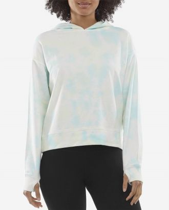 Danskin Mottled Tie Dye Hoodie In Crystal Turquoise