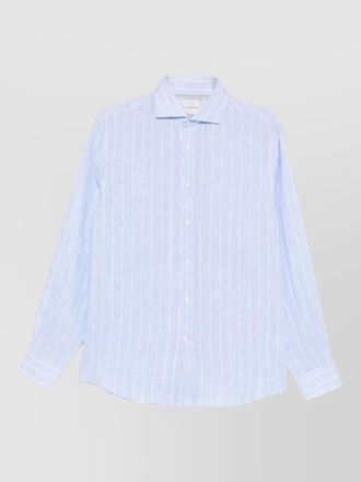 Brunello Cucinelli linen shirt button down collar stripes long sleeves