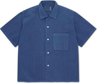 Fortela Bowling Inspired Short Sleeve Shirt in Indigo Rinse at Nordstrom, Size Medium Eu