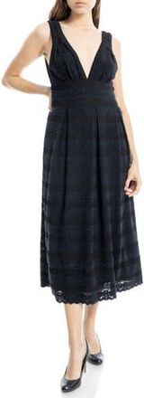 Max Studio Plunge Neck Sleeveless Fit & Flare Midi Dress in Black at Nordstrom Rack, Size X-Small