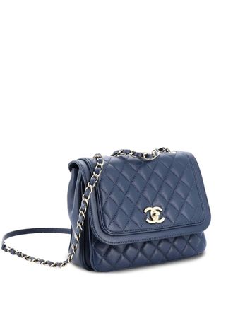 Chanel Lovely Day Square Flap Bag Quilted Lambskin Medium crossbody bag - women - Calf Leather - One Size - Blue