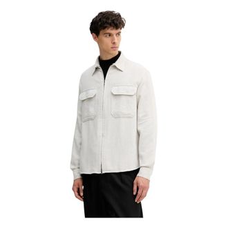 A|X Armani Exchange Katoenen Overshirt - Heren - Zomerjassen - Beige - S - Katoen - Jassen