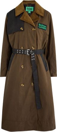 Ganni X Ganni Panelled Waxed Cotton Trench Coat - Brown - 16 (UK16 /xl)