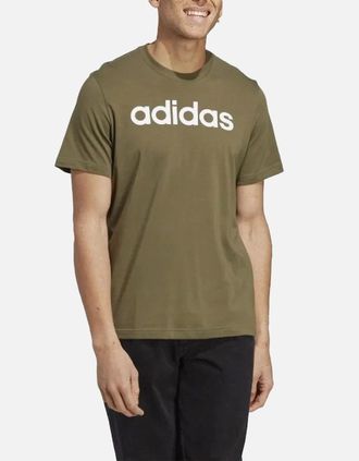 adidas Mens Adidas Essentials Mens T Shirts Crew Neck Single Jersey Linear Embroidered Logo - Green - Size: 36
