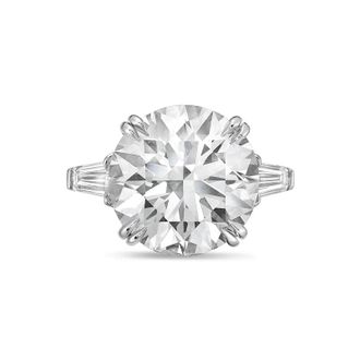 Diana M. Jewels Platinum 5ct lab grown round diamond ring with baguettes on the sides