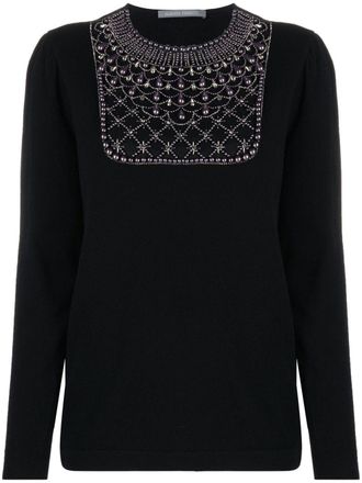 Alberta Ferretti embellished-collar jumper - women - Cashmere/Virgin Wool/Polyamide - 40 - Black
