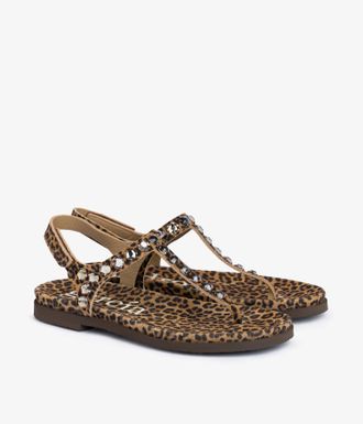 Pedro Garcia Leopard suede crystal studded thong sandal | Judith | Fall-winter 26 |