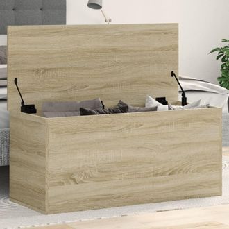 Berkfield Home Storage Box Sonoma Oak 100x42x46 cm Engineered Wood in Brown | Size: 100 x 42 x 46 cm