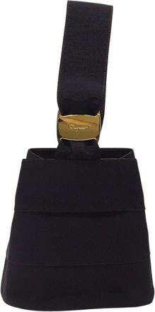 Ferragamo Vara Black Canvas Handbag (Pre-Owned)