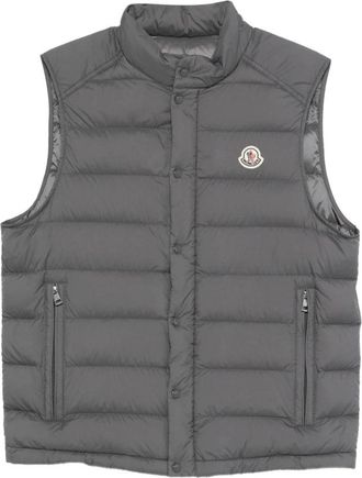 Moncler Barthe Gilet - Heren - Bodywarmers - Grijs - 3XL - Leer - Jassen