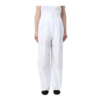 Sportmax Wide Trousers, female, White, M, Wide Leg Trousers