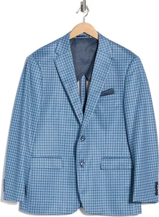 Duchamp Slim Fit Plaid 4-Way Stretch Sport Coat in Navy at Nordstrom Rack, Size 38Short