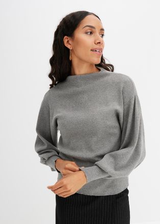 Bonprix Strickpullover BONPRIX Oversize-Pullover aus Viskose-Mix, Damen, Gr. 56/58 (XXXL), grau (grau meliert), Obermaterial: 50% Viskose, 26% Polyamid, 24% P