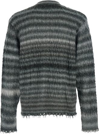 Won Hundred Mens Grey Crewneck Sweater With Fringed Hem Nylon (recycled) Tops Top