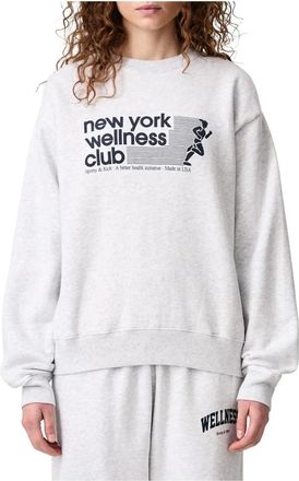 Sporty & Rich USA Wellness Club Sweatshirt - Dames - Sweatshirts & Hoodies - Grijs - Maat: S Katoen