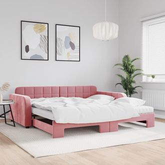 vidaXL Vidaxl - Sof&aacute; Cama Nido Con Colch&oacute;n Terciopelo Rosa 100x200 Cm