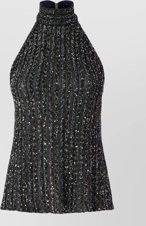 Missoni striped sequin sleeveless halterneck top