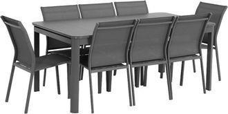 Sweeek Extendable garden table 180/240.5cm aluminium + 8 chairs anthracite - Soria + Buffalo