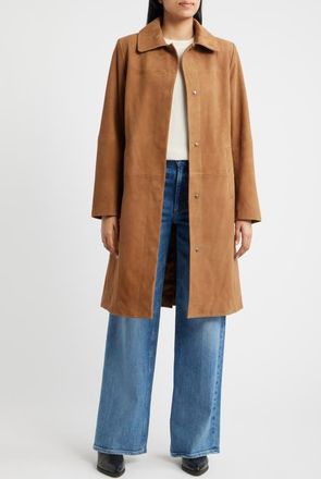 Bernardo Long Suede Coat in Camel at Nordstrom, Size Xx-Large