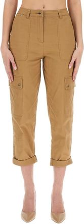 Michael Kors Stretch Bio-katoenen Cargo Broek - Dames - Vrijetijds broeken - Beige - 2XS - Katoen - Broeken
