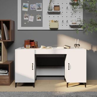 Berkfield Home Desk White 140x50x75 cm Engineered Wood | Size: 140 x 50 x 75 cm