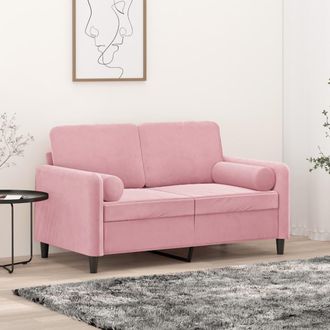 vidaXL Sof&aacute; De 2 Plazas Con Cojines Terciopelo Rosa 120 Cm Vidaxl