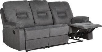 Beliani Sof&aacute; 3 Plazas Reclinable Manual Moderno Acolchado De Tela Gris Bergen Ii