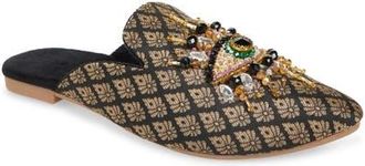 Fuchsia The Good Eye Embroidered Mule in Black Gold at Nordstrom, Size 10