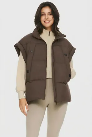 Orolay Oversized Sleeveless Classic Puffer Vest in Coffee at Nordstrom, Size Xx-Large