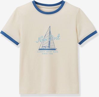 Cyrillus T-Shirt mit Kontrast-Details NEW PORT Jungen Bio-Baumwolle CYRILLUS wollwei&szlig;