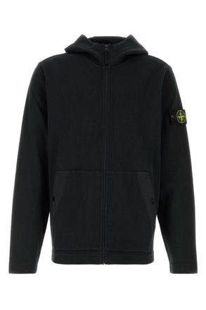 Stone Island Black Zip Up Hood Sweatshirt