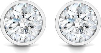 Pompeii3 3/4ct Bezel Diamond Studs 14K White Gold