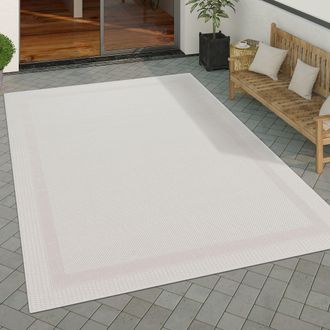 Paco Home Alfombra Interior Y Exterior Balcon Terraza Alfombra Cocina Moderna Dibujo Geometrico Motivo Abstract 80x250 Cm, Blanco - Paco Home