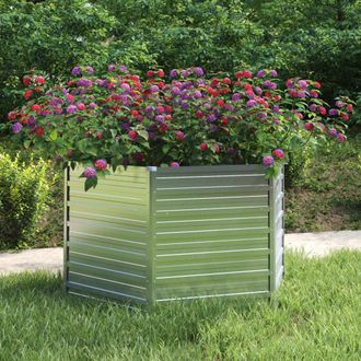 vidaXL Catino De Flores De Jard&iacute;n Alto 129x77 Cm De Acero Galvanizado De Plata