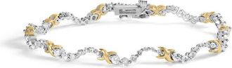 House of Brilliance 10K Two-Tone 2.00 Cttw Diamond X and Wave Link Bracelet (H-I Color, I1-I2 Clarity) - 7 Inches