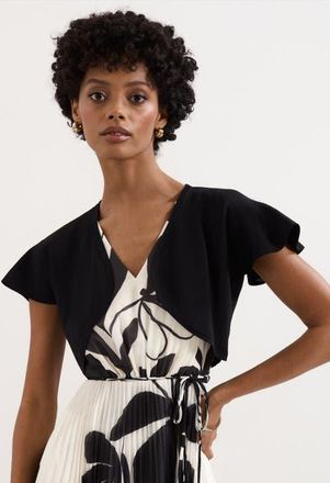 Phase Eight Myra Cropped Fluted Sleeve Cardigan in Black at Nordstrom, Size X-Small