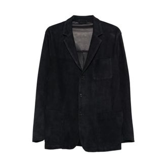 Boglioli Blazers, male, Blue, Size: XL Giacca di pelle con tasche applicate