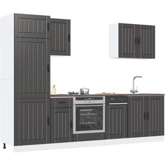 vidaXL Vidaxl - Mueble De Cocina Lucca Negra 7 Piezas Madera Contrachapada