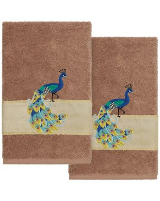 Linum Home Textiles 100% Turkish Cotton Penelope 2Pc Embellished Hand Towel Set