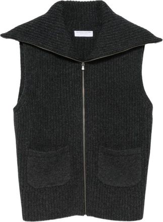 Majestic Filatures Wol Gilet met Rits - Dames - Bodywarmers - Grijs - M - Wol - Jassen