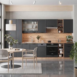 Vicco Mueble De Cocina Fame-line, Gris Oscuro, 355 Cm, Et Antracita, Vicco