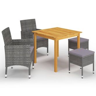 vidaXL Set Mobili Da Pranzo Per Giardino 5 Pz Grigio Vidaxl 967650