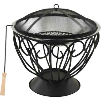 vidaXL Brasero Y Barbacoa 2 En 1 Atizador Acero Inoxidable 59x59x60 Cm Vidaxl