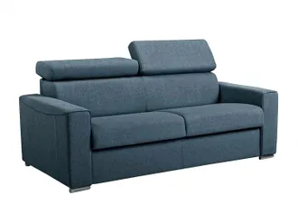 Vente-Unique Vente-unique - Divano Letto 3 Posti Ribalta Memory Foam - Posto Letto:140cm Materasso:14cm Tessuto Blu - Vizir