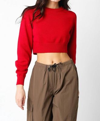 Olivaceous Haille Cropped Sweater In Red
