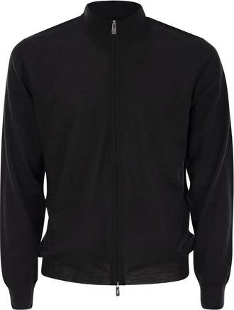 Fedeli Cardigan Favonio con zip - Nero